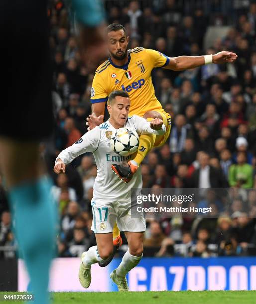 Medhi Benatia of Juventus fouls Lucas Vazquez of Real Madrid, leading to a penalty being awarded during the UEFA Champions League Quarter Final...