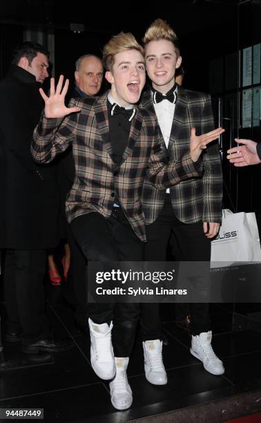 John Grimes and Edward Grimes attend the X Factor Party held at Jelouse Club on December 15, 2009 in London, England.