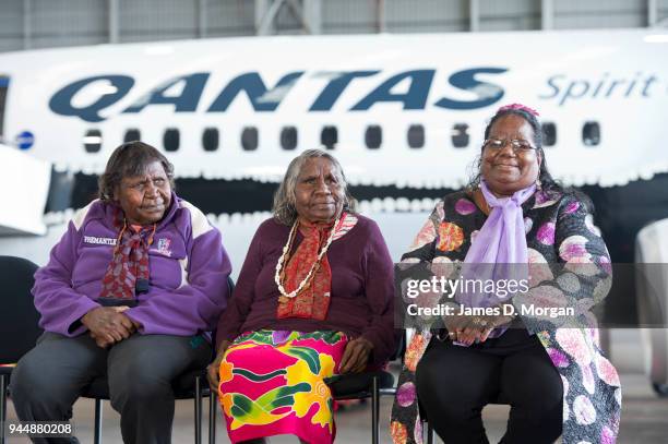 The latest Qantas plane to be painted in aboriginal colours lands at Sydney Airport on November 11, 2013 in Sydney, Australia. The latest aircraft in...