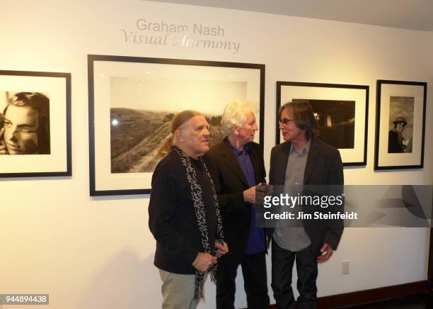 Graham Nash and friends at the Leica Gallery in Los Angeles, California on April 17, 2013.