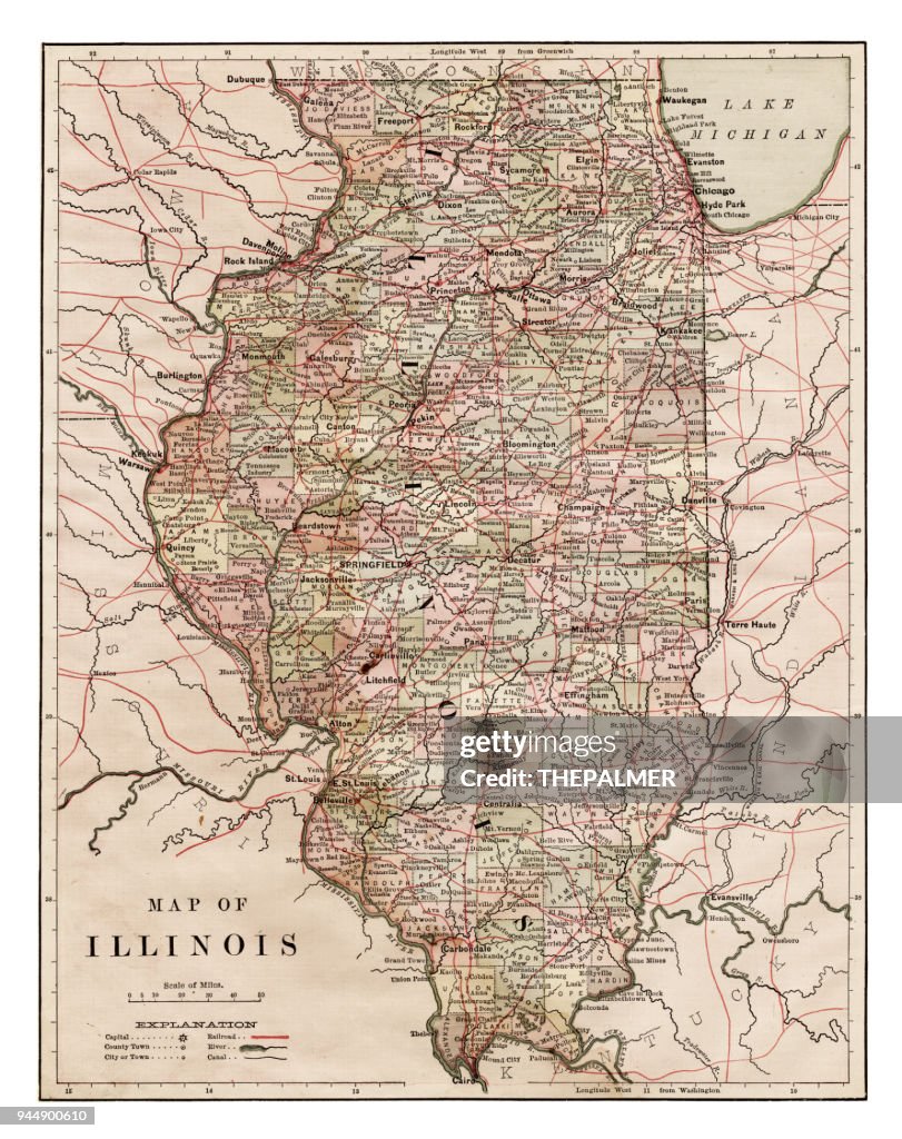 Map of Illinois 1889