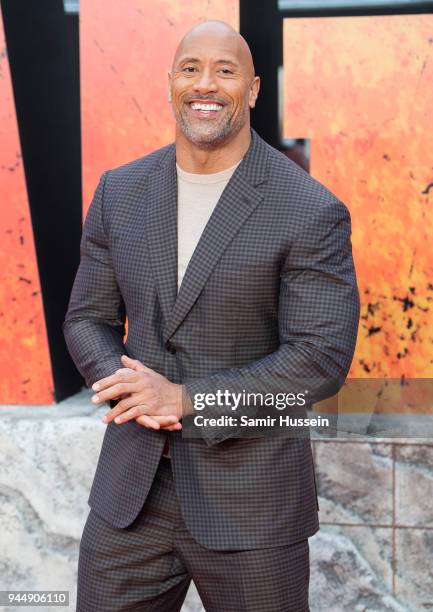 Dwayne Johnson attends the European Premiere of 'Rampage' at Cineworld Leicester Square on April 11, 2018 in London, England.