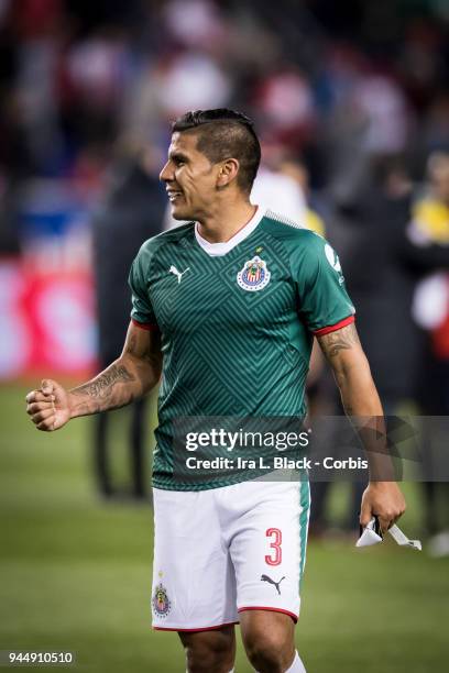 Captain Carlos Salcido of Guadalajara celebrates after the CONCACAF Champions League - Semifinals - Leg 2 match between CD Guadalajara and New York...