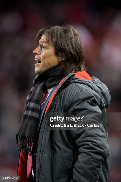 Head Coach Matias Jesus Almeyda of Guadalajara shouts direction to his players during the CONCACAF Champions League - Semifinals - Leg 2 match...