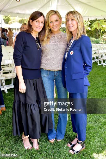 Molly Isaksen, Jessica Capshaw and Eve Gerber attend Stella McCartney H.E.A.R.T. Brunch 2018 at Private Residence on April 11, 2018 in Los Angeles,...