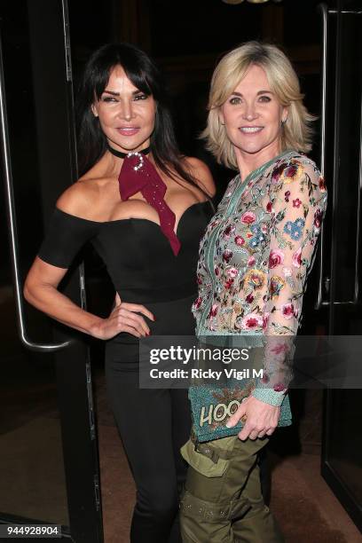 Lizzie Cundy and Anthea Turner seen attending Soho House White City launch party on April 11, 2018 in London, England.