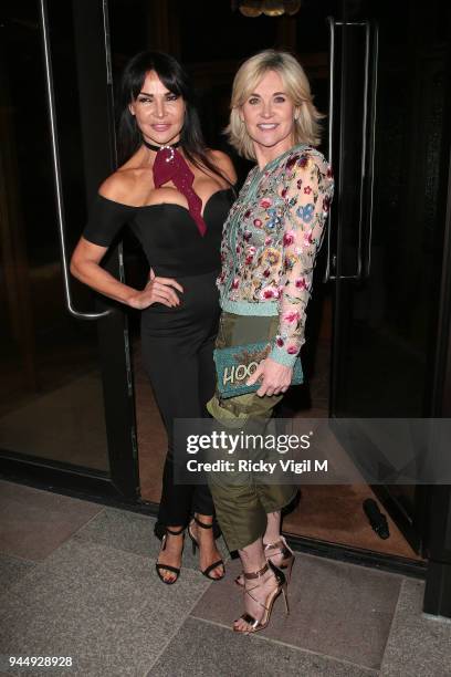 Lizzie Cundy and Anthea Turner seen attending Soho House White City launch party on April 11, 2018 in London, England.