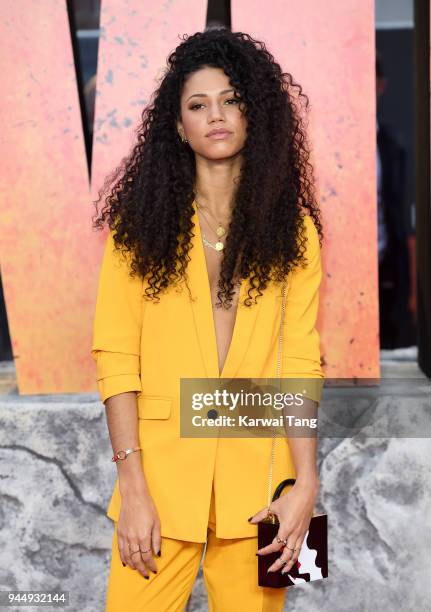 Vick Hope attends the European Premiere of 'Rampage' at Cineworld Leicester Square on April 11, 2018 in London, England.