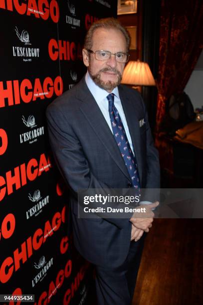 Barry Weissler attends the press night after party for "Chicago" at L'Escargot on April 11, 2018 in London, England.