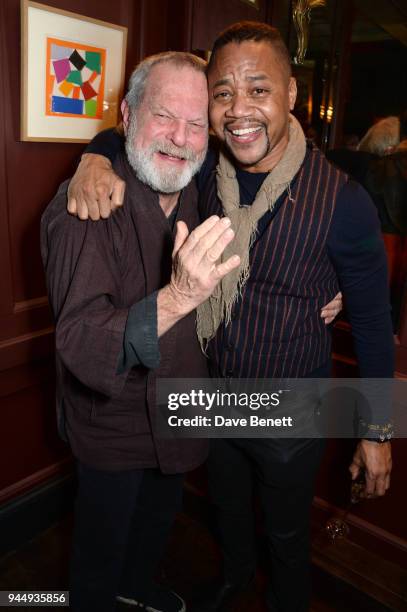 Terry Gilliam and Cuba Gooding Jr. Attend the press night after party for "Chicago" at L'Escargot on April 11, 2018 in London, England.