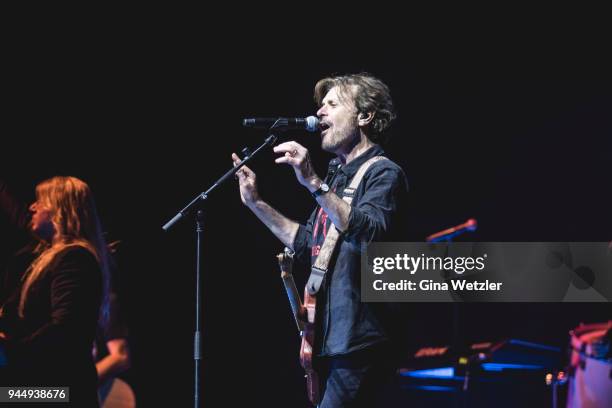 American singer Eric Bazilian of The Hooters performs live on stage during Rock Meets Classic at the Tempodrom on April 11, 2018 in Berlin, Germany.