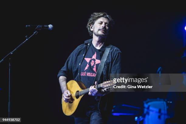 American singer Eric Bazilian of The Hooters performs live on stage during Rock Meets Classic at the Tempodrom on April 11, 2018 in Berlin, Germany.