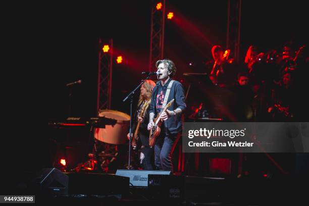 American singer Eric Bazilian of The Hooters performs live on stage during Rock Meets Classic at the Tempodrom on April 11, 2018 in Berlin, Germany.