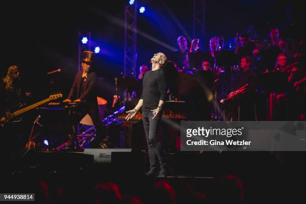 Singer Michael Sadler of the canadian band Saga performs live on stage during Rock Meets Classic at the Tempodrom on April 11, 2018 in Berlin,...