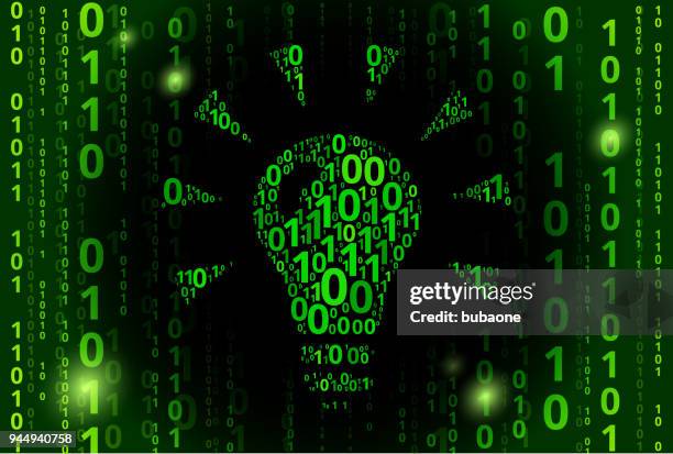 lightbulb binary code vector pattern background - binary code lightbulb stock illustrations