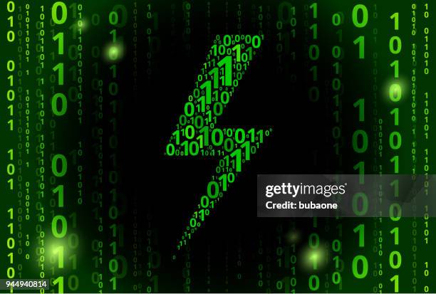 lightning bolt binary code vector pattern background - white virtual environment stock illustrations
