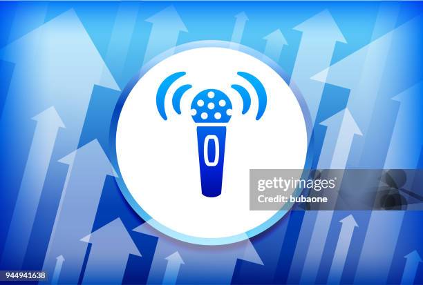 broadcasting microphone blue up arrows background - recording in progress stock illustrations