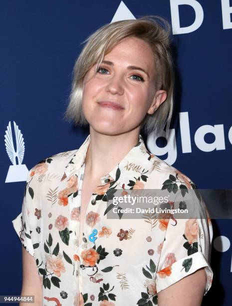 Actress Hannah Hart attends GLAAD's 2018 Rising Stars luncheon at The Beverly Hilton Hotel on April 11, 2018 in Beverly Hills, California.