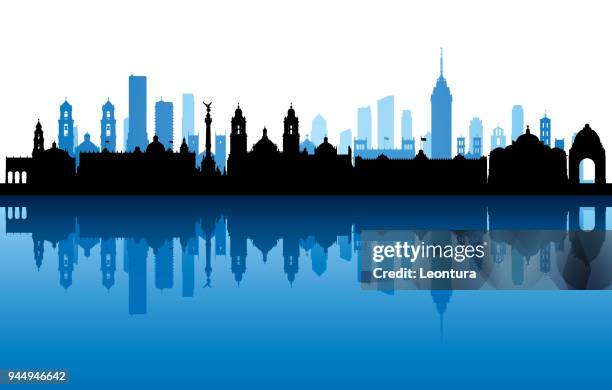 mexico city (all buildings are complete and moveable) - latin america skyline stock illustrations