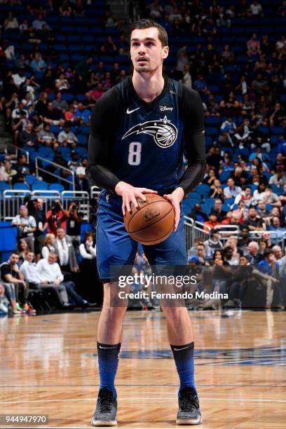 Mario Hezonja of the Orlando Magic shoots the ball against the Washington Wizards on April 11 2018 at Amway Center in Orlando, Florida. NOTE TO USER:...