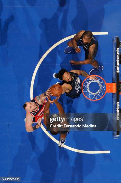 Khem Birch of the Orlando Magic shoots the ball against the Washington Wizardson April 11 2018 at Amway Center in Orlando, Florida. NOTE TO USER:...