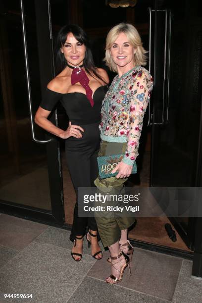 Lizzie Cundy and Anthea Turner seen attending Soho House White City launch party on April 11, 2018 in London, England.