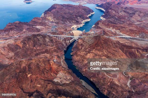 hoover dam aerial - mead stock pictures, royalty-free photos & images