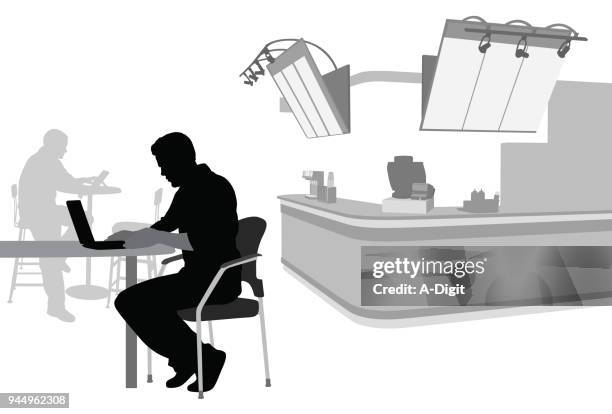 coffeeshop freelancer - fast food counter stock illustrations