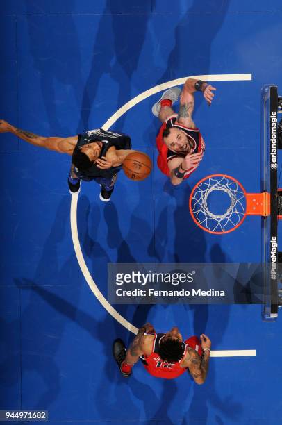 Khem Birch of the Orlando Magic shoots the ball against the Washington Wizards on April 11 2018 at Amway Center in Orlando, Florida. NOTE TO USER:...
