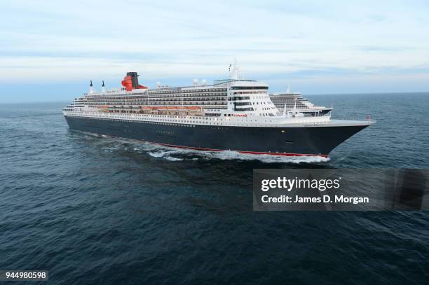 Cruise ship company Cunard execute a photo shoot with all three of its ships, Queen Mary 2 and Queen Elizabeth and Queen Victoria either side on May...