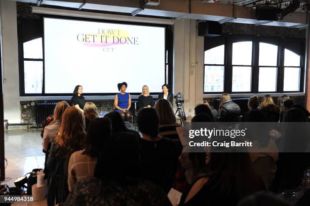 Stella Bugbee, Zerlina Maxwell, Linda Wells and Karen Wong at attend The Cut's "How I Get It Done" event at Neuehouse on April 11, 2018 in New York...