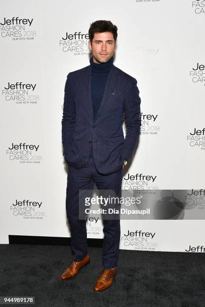 Sean O'Pry attends the 15th annual Jeffrey Fashion Cares Fashion Show and Fundraiser at Intrepid Sea-Air-Space Museum on April 11, 2018 in New York...