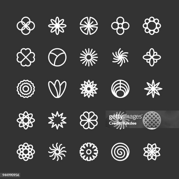 flower icon - white line series - corolla petals stock illustrations