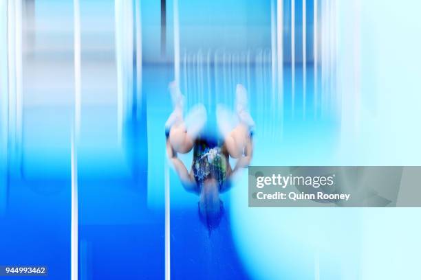 Pandelela Rinong Pamg of Malaysia warms up ahead of the Women's 10m Platform Diving Preliminary on day eight of the Gold Coast 2018 Commonwealth...