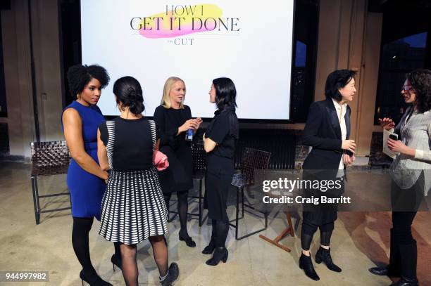 Zerlina Maxwell, Linda Wells and Karen Wong attend The Cut's "How I Get It Done" event at Neuehouse on April 11, 2018 in New York City.