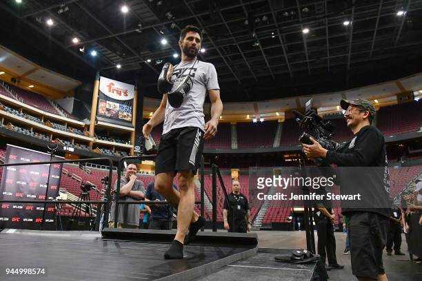 Carlos Condit holds an open workout for fans and media at Gila River Arena on April 11, 2018 in Glendale, Arizona.