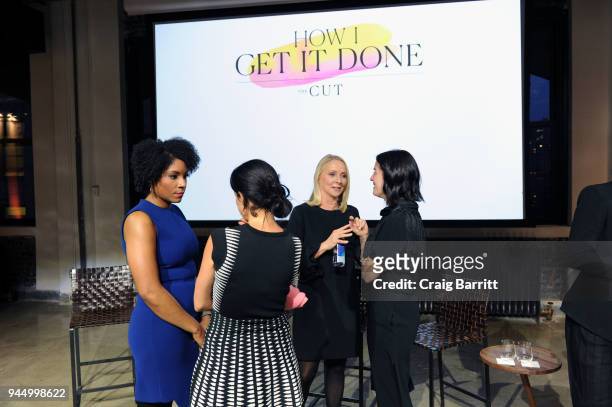 Zerlina Maxwell, Linda Wells and Karen Wong attend The Cut's "How I Get It Done" event at Neuehouse on April 11, 2018 in New York City.