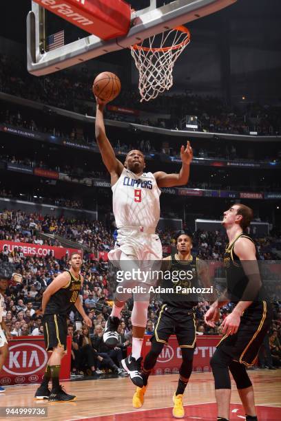 Williams of the LA Clippers goes to the basket against the Los Angeles Lakers on April 11, 2018 at STAPLES Center in Los Angeles, California. NOTE TO...