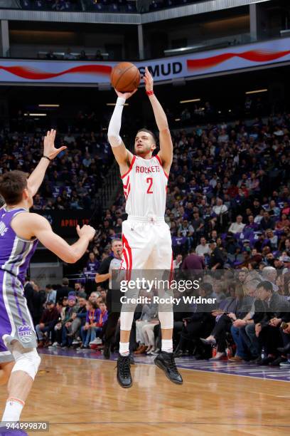 Hunter of the Houston Rockets shoots the ball against the Sacramento Kings on April 11, 2018 at Golden 1 Center in Sacramento, California. NOTE TO...