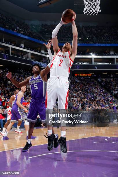 Hunter of the Houston Rockets goes to the basket against the Sacramento Kings on April 11, 2018 at Golden 1 Center in Sacramento, California. NOTE TO...