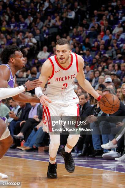 Hunter of the Houston Rockets handles the ball against the Sacramento Kings on April 11, 2018 at Golden 1 Center in Sacramento, California. NOTE TO...