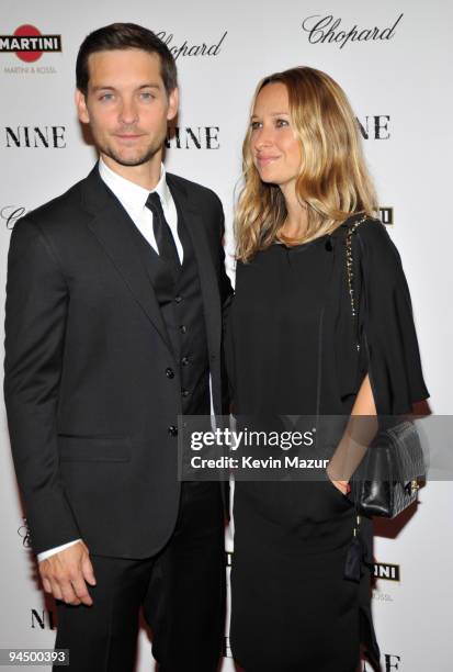 Tobey Maguire and Jennifer Meyer attend the New York premiere of "NINE" sponsored by Chopard at the Ziegfeld Theatre on December 15, 2009 in New York...