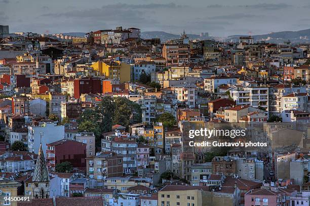 atardecer sobre estambul - estambul stockfoto's en -beelden