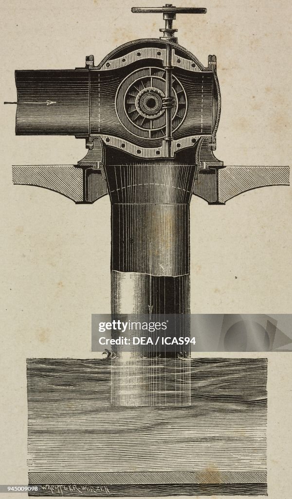 Section of a spherical turbine with suction tube