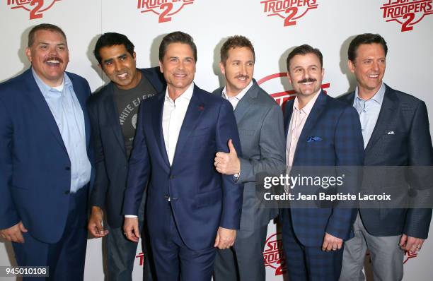 Kevin Heffernan, Jay Chandrasekhar, Rob Lowe, Paul Soter, Steve Lemme and Erik Stolhanske attend the premiere of Fox Searchlight Pictures' 'Super...