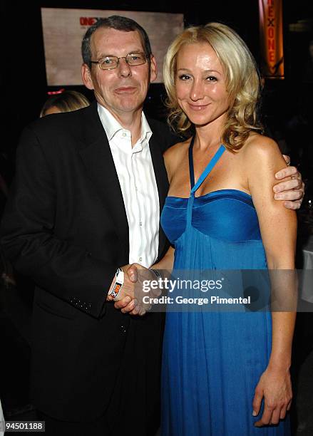 Belinda Stronach and guest attend OneXOne at Maple Leaf Gardens on September 8, 2008 in Toronto, Canada.