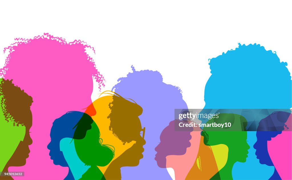 Profile silhouettes African American women