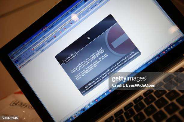 Internet site is blocked in an internet area of Dubai Airport. On December 08, 2009 in Dubai, United Arab Emirates.