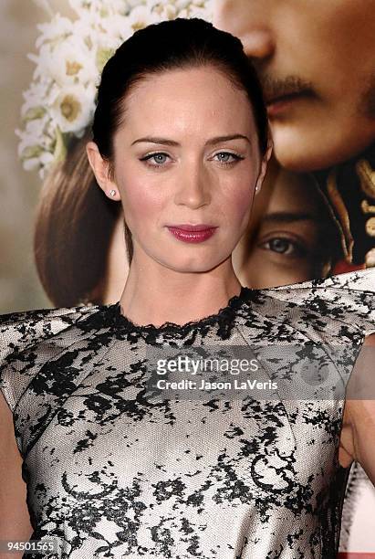 Actress Emily Blunt attends the premiere of "The Young Victoria" at Pacific Theatre at The Grove on December 3, 2009 in Los Angeles, California.