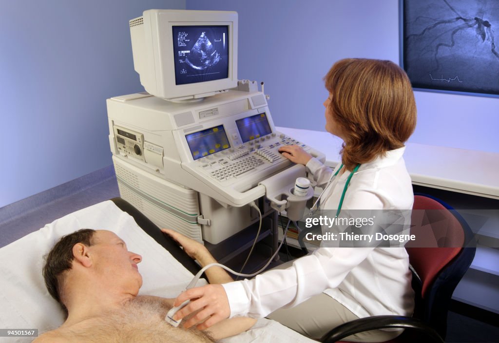 Patient taking a echocardiogram